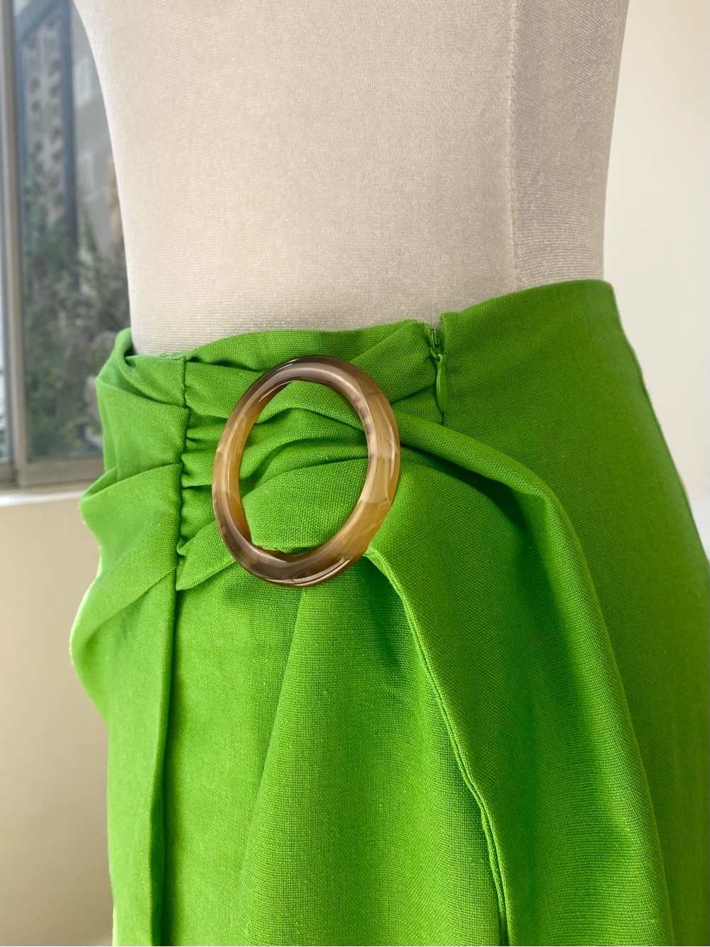 NWT Anthropologie Lost + Wander Ring Buckle Wrap Skirt in Green, Sizes S, M - Picture 3 of 11